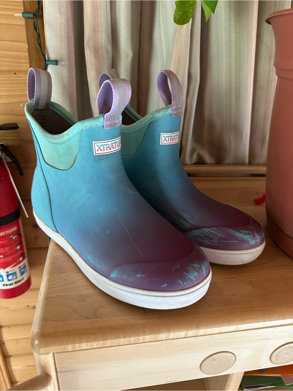 XTRATUF Gradient Slip-On Rain deck boots in Teal & Purple - Picture 3 of 4
